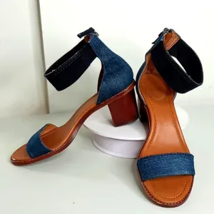 Frye - Denim and Blue Suede Stacked Heel Sandals - 10