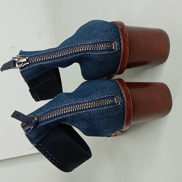 Frye - Denim and Blue Suede Stacked Heel Sandals - 10