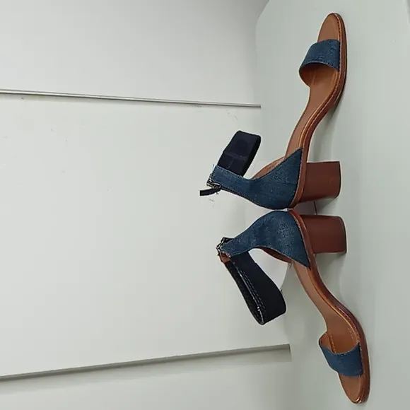 Frye - Denim and Blue Suede Stacked Heel Sandals - 10