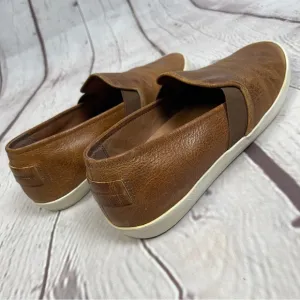 FRYE Dylan men's cognac brown leather slip-on loafer shoes, size 9.5