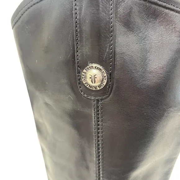 FRYE Melissa Button Lug Equestrian-Inspired Tall Boots in Black Women's Size 6