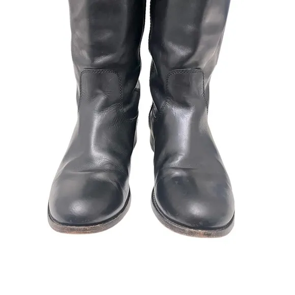FRYE Melissa Button Lug Equestrian-Inspired Tall Boots in Black Women's Size 6