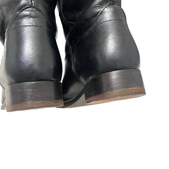 FRYE Melissa Button Lug Equestrian-Inspired Tall Boots in Black Women's Size 6