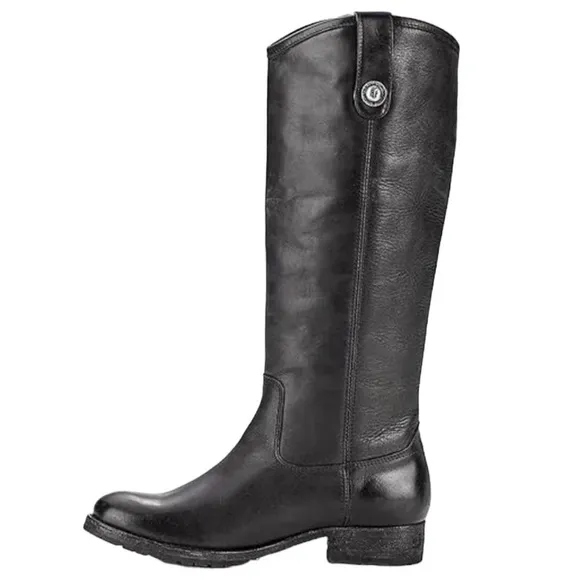FRYE Melissa Button Lug Equestrian-Inspired Tall Boots in Black Women's Size 6