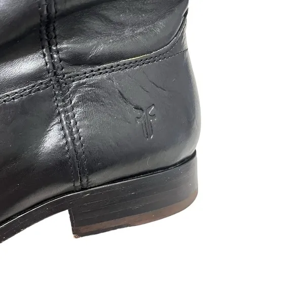 FRYE Melissa Button Lug Equestrian-Inspired Tall Boots in Black Women's Size 6
