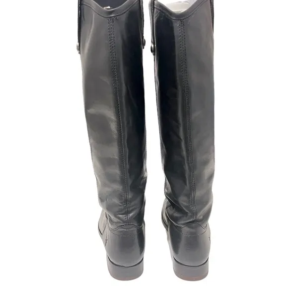 FRYE Melissa Button Lug Equestrian-Inspired Tall Boots in Black Women's Size 6