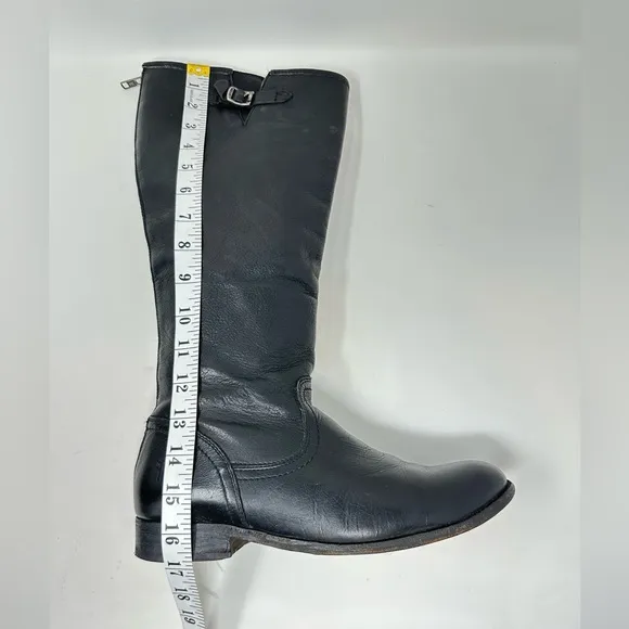 Frye Melissa Button Lug tall leather riding Boots Black Size 9B