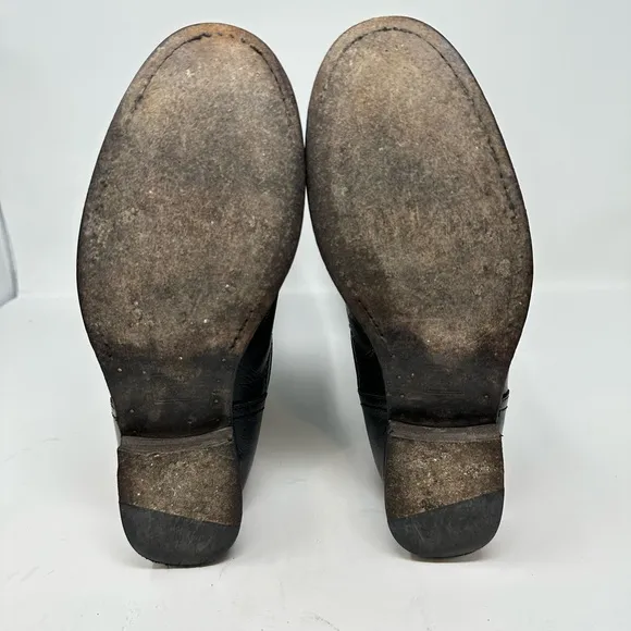 Frye Melissa Button Lug tall leather riding Boots Black Size 9B