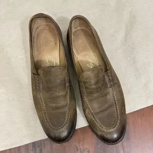 FRYE Mens John Addison Penny Loafers Taupe Leather Slip On Shoes Business