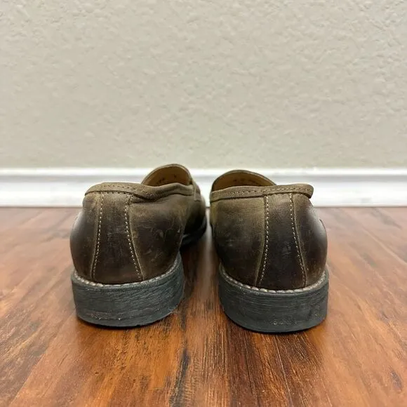 FRYE Mens John Addison Penny Loafers Taupe Leather Slip On Shoes Business