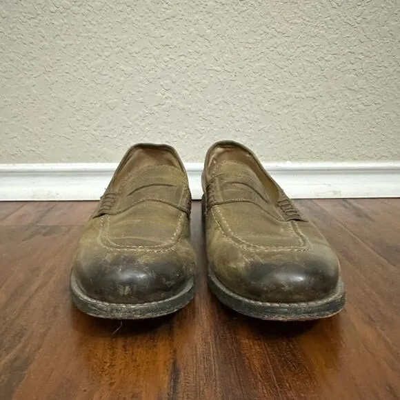 FRYE Mens John Addison Penny Loafers Taupe Leather Slip On Shoes Business