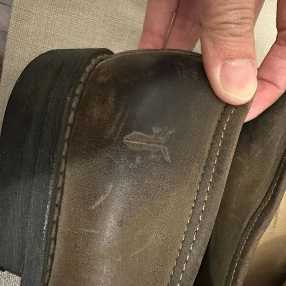 FRYE Mens John Addison Penny Loafers Taupe Leather Slip On Shoes Business