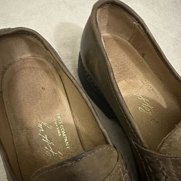 FRYE Mens John Addison Penny Loafers Taupe Leather Slip On Shoes Business