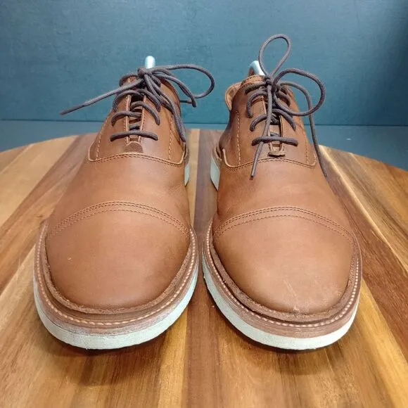 Frye Paul Bal Oxford Shoes Mens Size 8.5 D Cap Toe Tan Leather Lace‎ Up Comfort