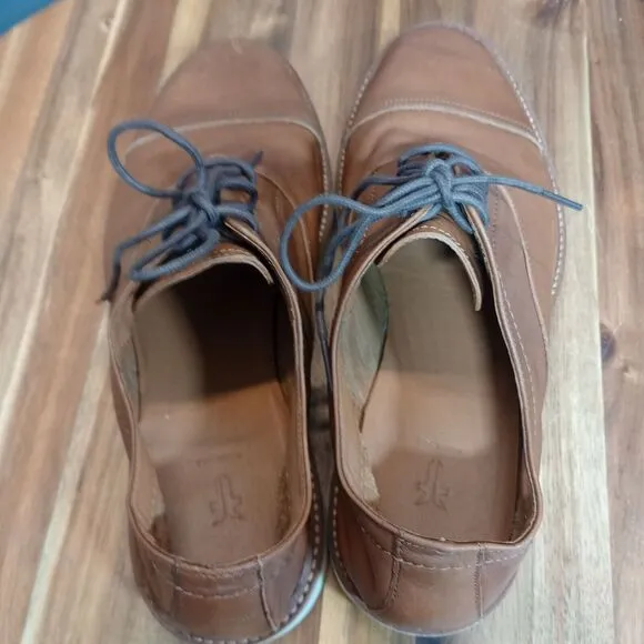 Frye Paul Bal Oxford Shoes Mens Size 8.5 D Cap Toe Tan Leather Lace‎ Up Comfort