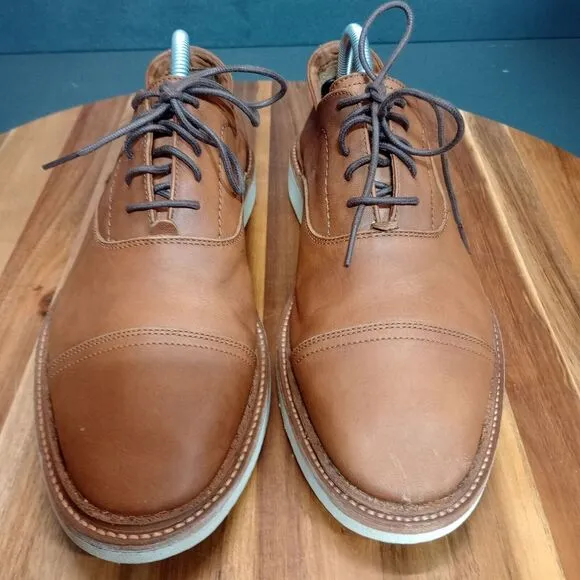 Frye Paul Bal Oxford Shoes Mens Size 8.5 D Cap Toe Tan Leather Lace‎ Up Comfort