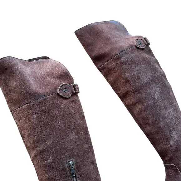 FRYE Shirley Over The Knee OTK Suede Boots Brown