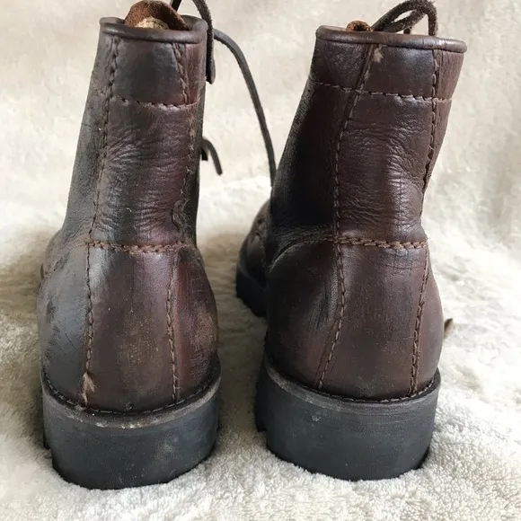 Frye Vintage Men's Brown Leather Moto Combat Work Boots sz 7.5 Narrow!