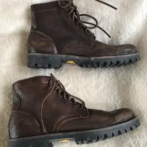 Frye Vintage Men's Brown Leather Moto Combat Work Boots sz 7.5 Narrow!