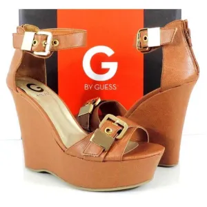 G by Guess Honey Platform Wedge Heels Sandals Medium Natural Size 10