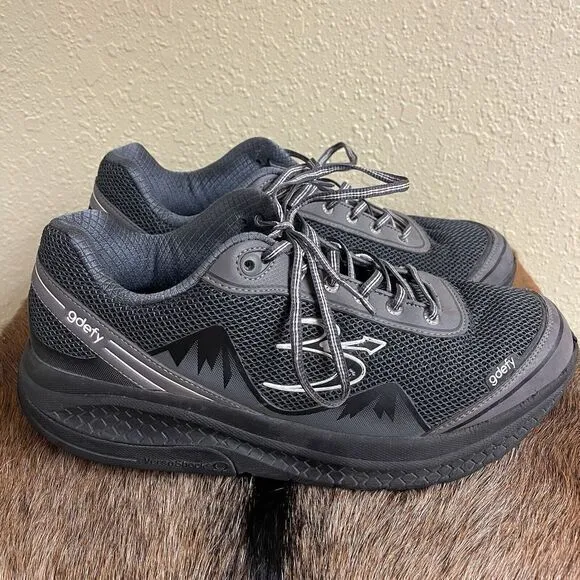 GDEFY Mens 11.5 Gravity Defyer Mighty Walk Comfort Sneakers‎ Shoes Black Gray
