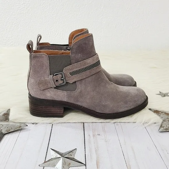 Gentle Souls Kenneth Cole Penny Ankle Bootie Concrete Gray Suede Women's 7.5