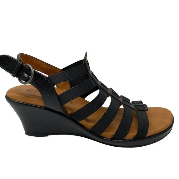 Gentle Souls Womens Size 10 Wedge Hammer Gladiator Comfort Sandals Black