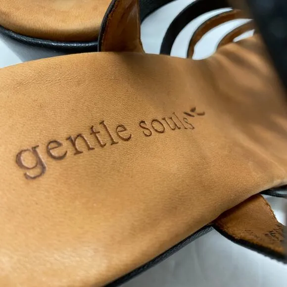 Gentle Souls Womens Size 10 Wedge Hammer Gladiator Comfort Sandals Black