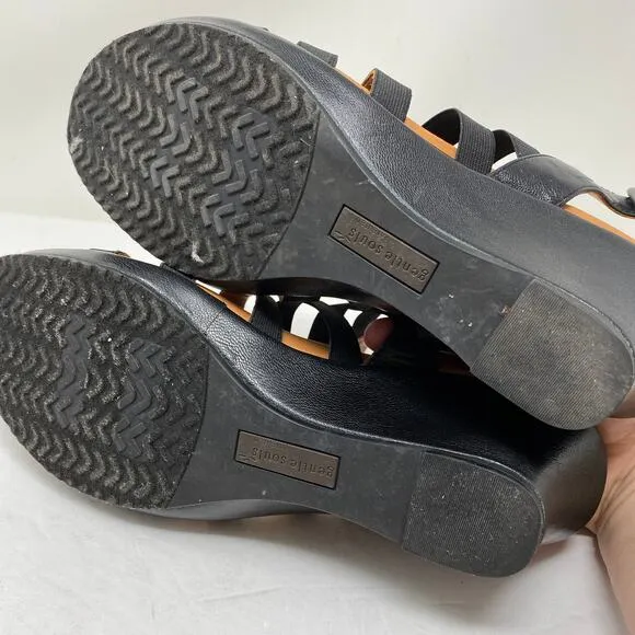 Gentle Souls Womens Size 10 Wedge Hammer Gladiator Comfort Sandals Black