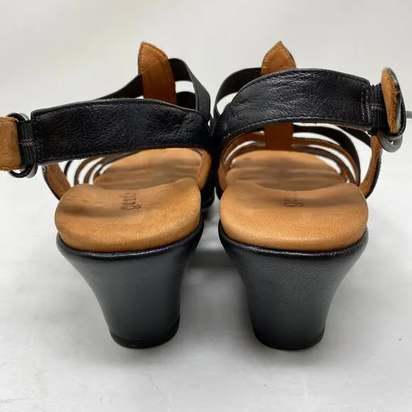 Gentle Souls Womens Size 10 Wedge Hammer Gladiator Comfort Sandals Black