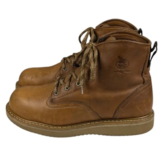 Georgia 6&quot; Barracuda Gold Wedge Sole Work Boots GUC $150 Size 12     S3222