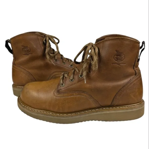 Georgia 6&quot; Barracuda Gold Wedge Sole Work Boots GUC $150 Size 12     S3222