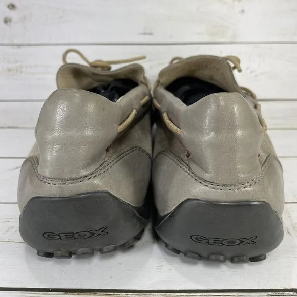 Geox Driving Shoes Moccasins Mens Size 46 US Size 12 Gray Leather Slip On