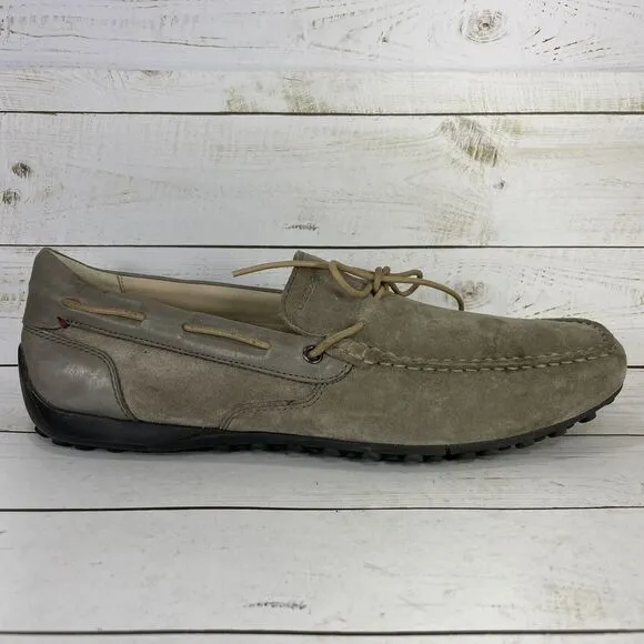 Geox Driving Shoes Moccasins Mens Size 46 US Size 12 Gray Leather Slip On