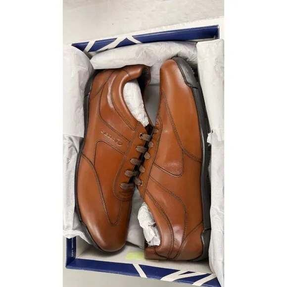 Geox U EDGWARE C Mens Symbol Man Brown Leather Trainers Cognac Brown  US 12.5/46