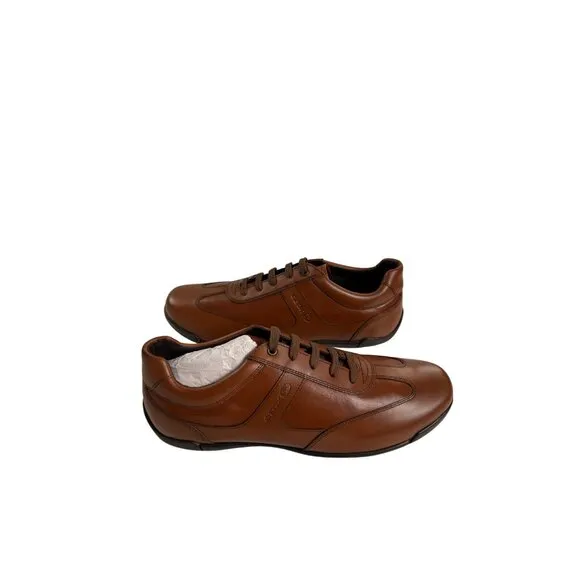 Geox U EDGWARE C Mens Symbol Man Brown Leather Trainers Cognac Brown  US 12.5/46