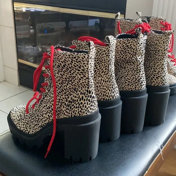 Gianni Bini Ryedderr Heeled Lug Sole Combat Boots.