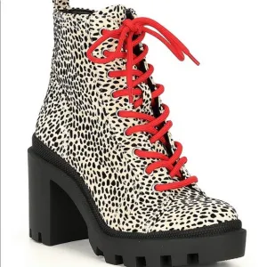 Gianni Bini Ryedderr Heeled Lug Sole Combat Boots.