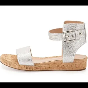 Gianvito Rossi designer cork sandals silver metallic 7.5