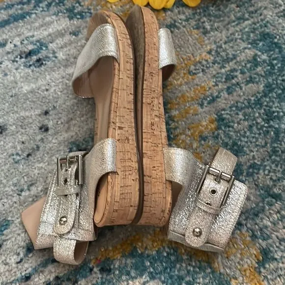 Gianvito Rossi designer cork sandals silver metallic 7.5