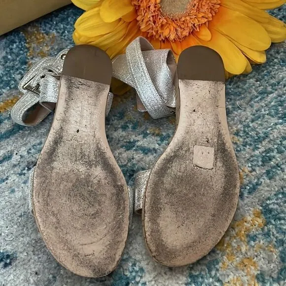 Gianvito Rossi designer cork sandals silver metallic 7.5