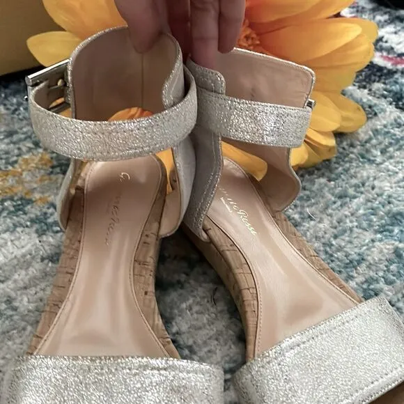 Gianvito Rossi designer cork sandals silver metallic 7.5