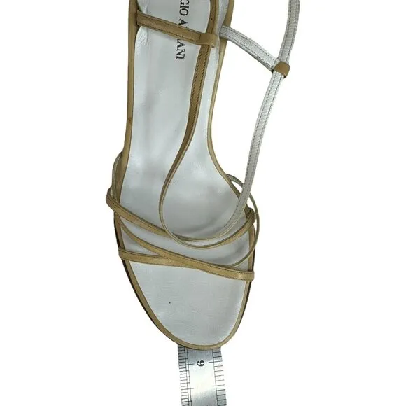 Giorgio Armani Sandals Strappy  Heel Stiletto Open Toe Size US 6.5 EU 37 Beige