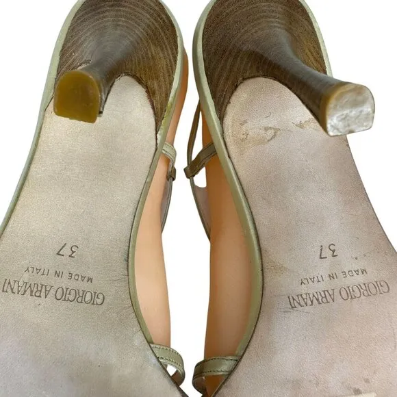 Giorgio Armani Sandals Strappy  Heel Stiletto Open Toe Size US 6.5 EU 37 Beige