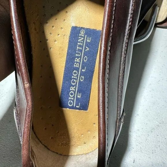 Giorgio Brutini  Brown Weaved Leather Loafer Slip On Shoes 10
