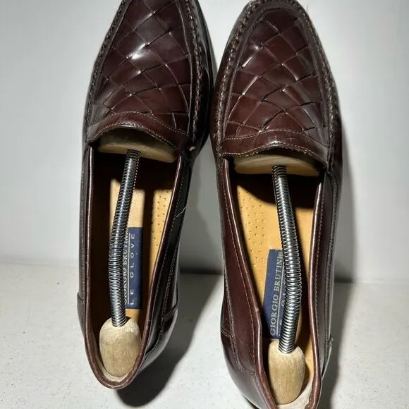 Giorgio Brutini  Brown Weaved Leather Loafer Slip On Shoes 10