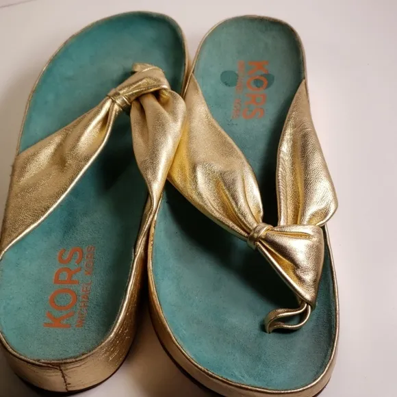 Gold leather Michael Kors Sandals 7M.  B59