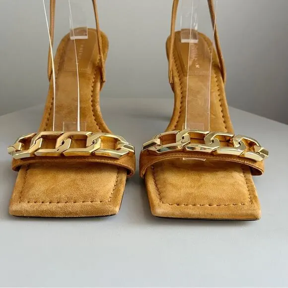 Good American Single Strap Chain Square Toe Sandals