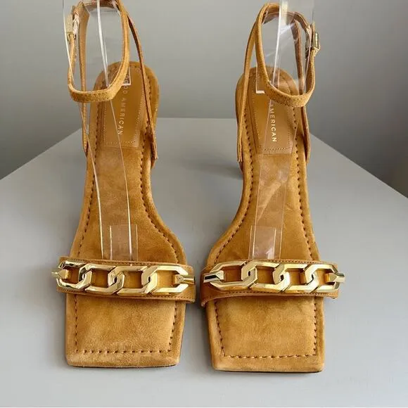 Good American Single Strap Chain Square Toe Sandals