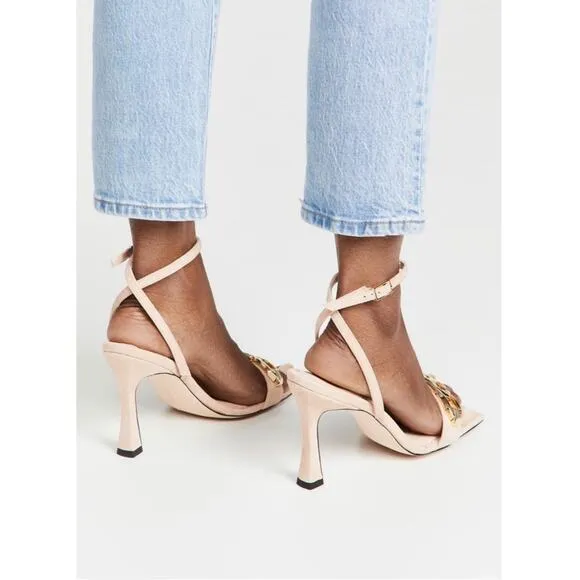 Good American Single Strap Chain Square Toe Sandals
